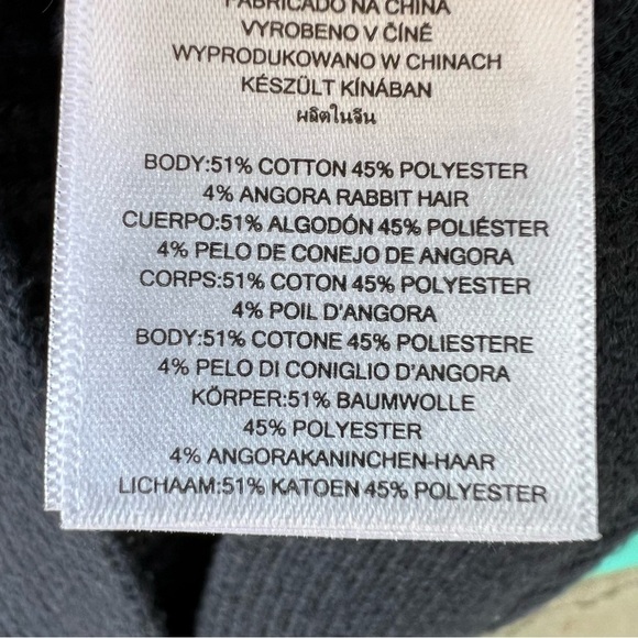 MICHAEL KORS ANGORA BLEND FUR COLLAR BUCKLE SWEATER NAVY BLUE SIZE MEDIUM - Picture 7 of 14